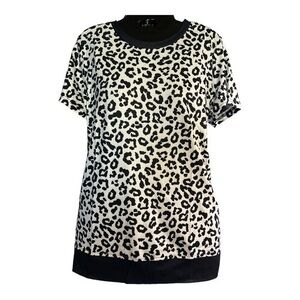 Leopard Print Short Sleeve Crew Neck Top